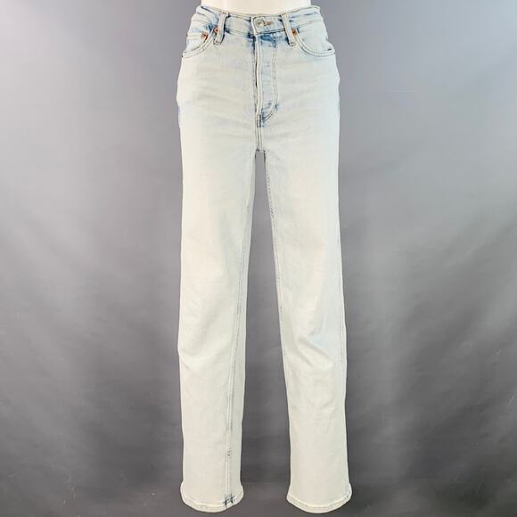 RE/DONE Size 26 90s High Rise Loose Blue Cotton Blend Button Fly Jeans - Picture 1 of 9